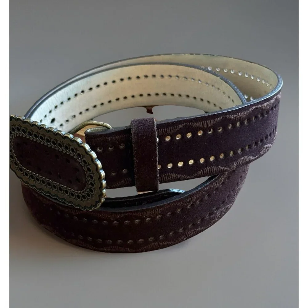 Suede Leather Belt Womens Sz M Brown Boho‎ Casual Festival Southwestern Country